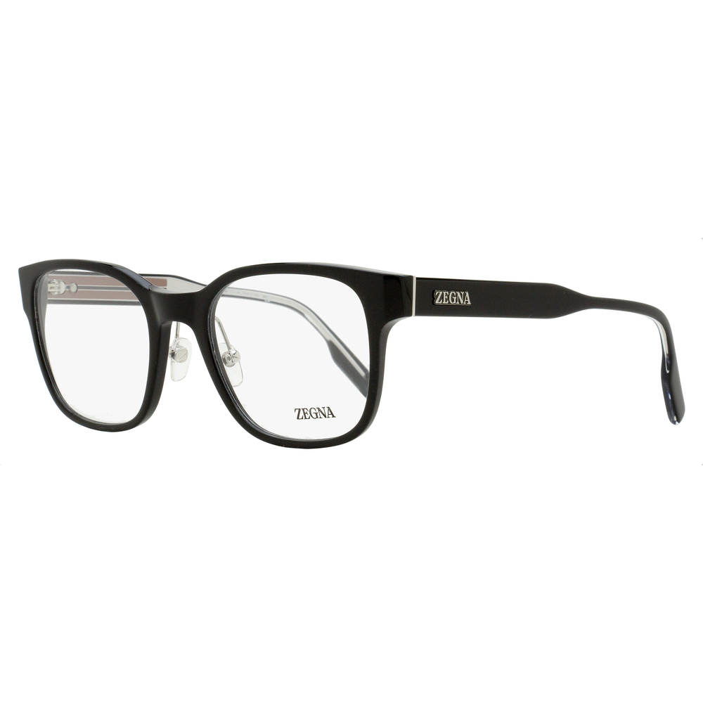 Zegna Square Acetate Eyeglasses EZ5253 001 shiny black 53mm